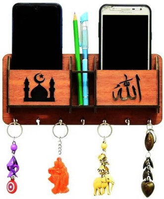 SK PARO Wood Key holder/key hanger 2box mobile stand/pen holder Wood Key Holder(8 Hooks, Brown)
