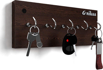 ANIKAA Key Holder/Wall Mount Key Holder/Key Holder Stand Wood Key Holder(5 Hooks, Brown)