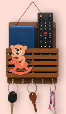Saicreation Plastic Key Holder(4 Hooks, Brown)