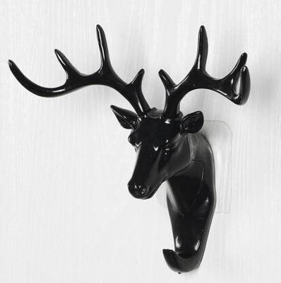 RAGHAVMART Deer Head Hanging Hook (Pack of 1) Plastic Key Holder (1 Hooks, Black) Plastic Key Holder(9 Hooks, Black)