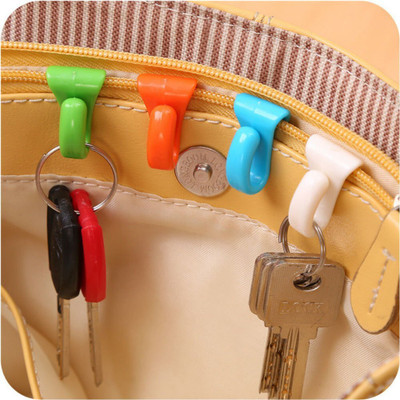 YEIPIS Small Key Hanging Hooks Inside Purse Plastic Key Holder(4 Hooks, Multicolor)