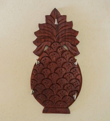 Rushaan Wooden Key Holder, Pineapple Shaped Key Holder, Best for Gifts Wood Key Holder(5 Hooks, Brown)