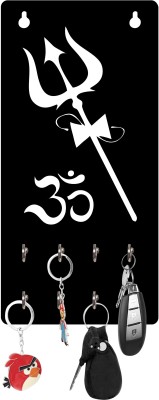 Yamizen Trishul With Om Beautiful Art Antique Design Wood Key Holder Wood Key Holder(8 Hooks, Black)