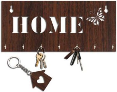 Shrestha Beautiful Wooden Key Holder Design 71 Wood Key Holder(7 Hooks, Brown)