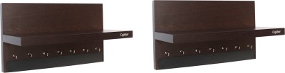 Captiver Display 7 Hook Wall Mounted Wooden Key Holders with Shelf Wenge Set2 Wood Key Holder(7 Hooks)