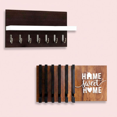 Canvibe KEY HOLDER51(2000) Wood Key Holder(4 Hooks, Brown)