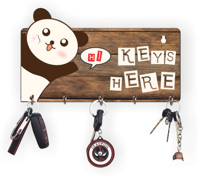 APS Art Plus Store Wood Key Holder(5 Hooks, Brown)