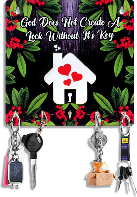 Suveharts Key Holder | Key Holder For Wall | Keyholder | Key Stand For Wall-SQ_1 Wood Key Holder(5 Hooks, Black)
