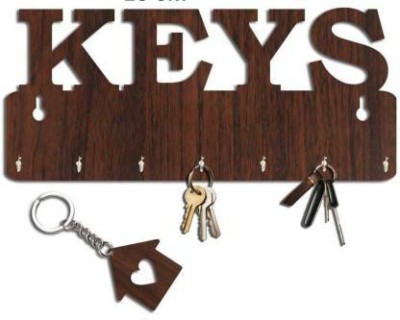 BHAGIRATHI TRADERS Beautiful Wooden Key Holder Design 84 Wood Key Holder(7 Hooks, Brown)