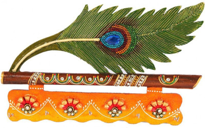 JaipurCrafts Mor Pankhi Wood Key Holder(5 Hooks, Multicolor)