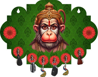 Naval Craft Lord Krishna Beautiful Home Wooden Key Holder Wood Key Holder Wood Key Holder(6 Hooks, Multicolor)