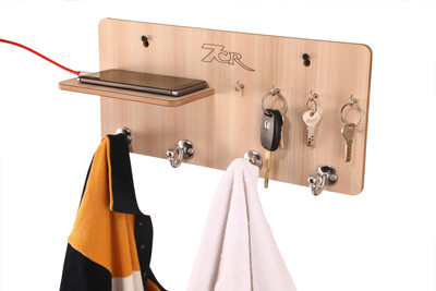 7CR Key hoder big half (4K-4B) Wood Key Holder(8 Hooks, Beige)