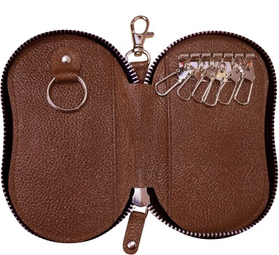 ABYS Genuine Leather Key Case Pouch||Key Rings||Key Cases Leather Key Holder(6 Hooks)