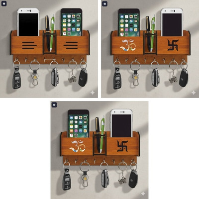 Kanak KEY HOLDER106 Wood Key Holder(7 Hooks, Brown)