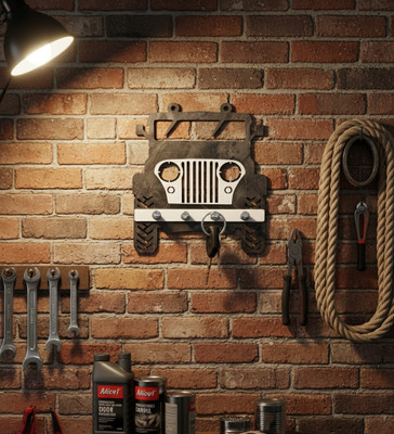 AG Enterprises Jeep key holder comes with two tone collection M.Black & white. Wood, Aluminium Key Holder(4 Hooks, White, Black)