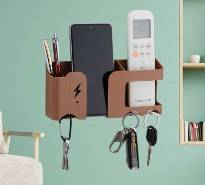 preepkaarticles mobile stand with key holder Plastic Key Holder(3 Hooks, Brown)