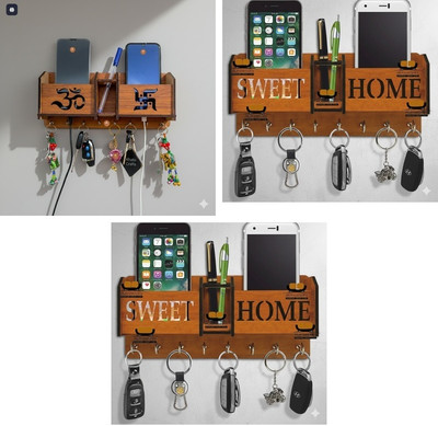 Z cross KEY HOLDER110 Wood Key Holder(7 Hooks, Brown)
