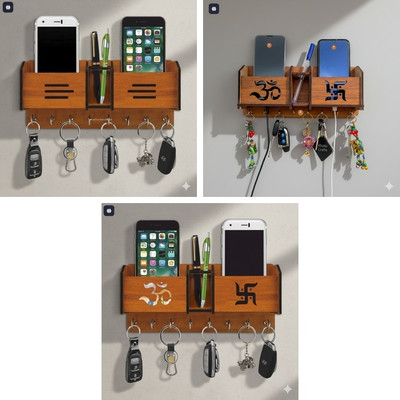 Kanak KEY HOLDER128 Wood Key Holder(7 Hooks, Brown)