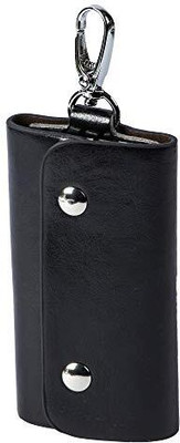 Instabuyz Black Key Pouch / Wallet Key Chain / Black Wallet Key Chain / Artificial Leather Wallet Keychain Key Chain
