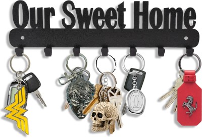 Suveharts Key Holder | Our Sweet Home Metal Keyholder | Steel Key Holder Steel Key Holder(7 Hooks, Black)