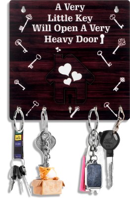 Suveharts Key Holder | Key Holder For Wall | Keyholder | Key Stand | Wood Key Holder-SQ_5 Wood Key Holder(5 Hooks, Brown)