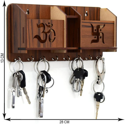 Manavi Fashion World Keychain Stand|key stand design|Mobile charger stand wall holder wood|key hanger Wood Key Holder(7 Hooks, Brown)