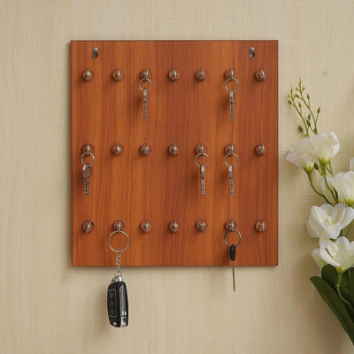 ELITECRAFT Premium Key Chain Wall Hanging Board For Home/Office Wall Hanging Wood Key Holder(21 Hooks, Brown)
