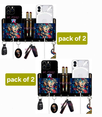 SK PARO GANESHA WOOD KEY HOLDER/KEY HANGER/MOBILE STAND Wood Key Holder(8 Hooks, Multicolor)