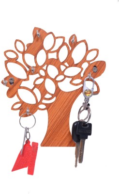 Innayat Tree Wooden Key Holder 6 Stylish Hooks for Keys (Pack of 1) Wood Key Holder(6 Hooks, Brown)