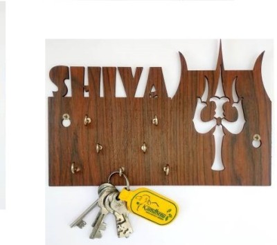 Sandhya Beautiful Wooden Key Holder Design 47 Wood Key Holder(6 Hooks, Brown)