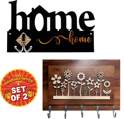 Canvibe KEY HOLDER44(1200) Wood Key Holder(4 Hooks, Brown)