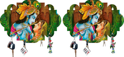 Fashion Bizz Set Of 2 Pcs Key Holder / Key Hanger for Wall Wood Key Holder(5 Hooks, Multicolor)