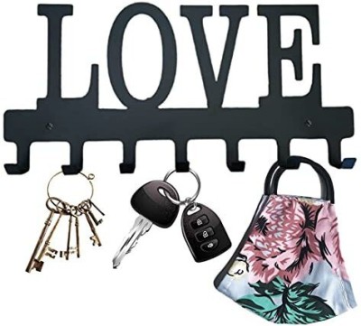 ATOM Love Metal Key Holder |Key Wall Hanger for Room or Office Wall | Pack of 2 Iron Key Holder(1 Hooks, Black)