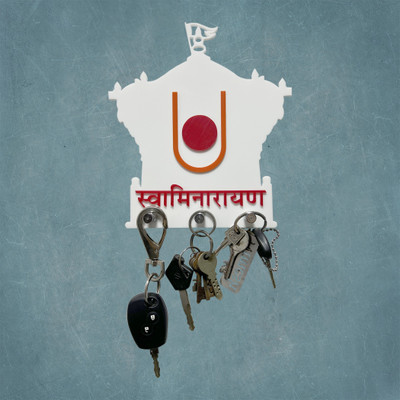 Sarvatr Acrylic Aksharderi Name of God Swaminarayan Key Stend Acrylic Key Holder(3 Hooks, White)