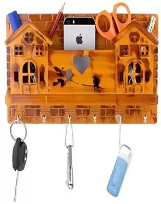 DIGSMORDEN Plastic Key Holder(6 Hooks, Brown)