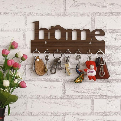 Bulkwala.com Keys Wooden Key Holder Wood Key Holder(7 Hooks, Brown)