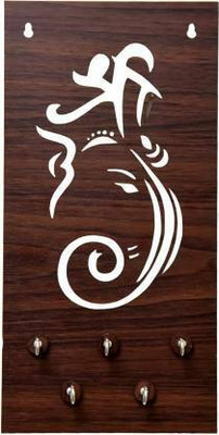 Arti Traders Wooden key holder for organizing and accessing your keys easily. Wood Key Holder(7 Hooks, Black)