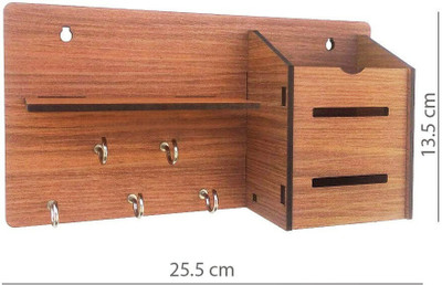 Pawandeep Wood Key Holder(5 Hooks, Brown)