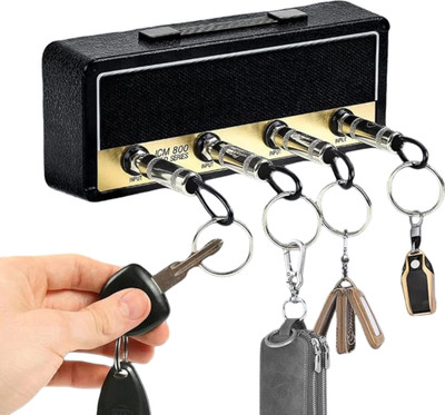 Zwerlin Metal Wall Mounted Key Holder Hooks With 4Pcs Amp Keychains For Home Iron Key Holder(4 Hooks, Multicolor)