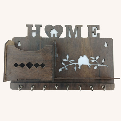 SHREE RADHE CREATION Wooden Key Holder For Home Decor| Wood Key stand Wood Key Holder(8 Hooks, Brown)
