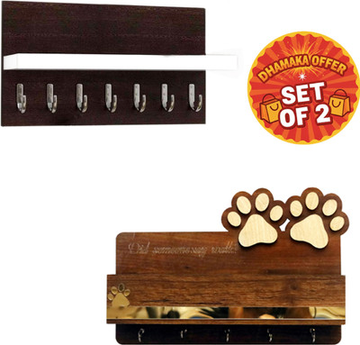 Canvibe KEY HOLDER138(1500) Wood Key Holder(4 Hooks, Brown)