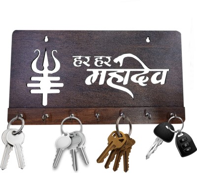 Magic Laser art Wooden Key Holder Mahadeva Wood Key Holder(6 Hooks, Brown)