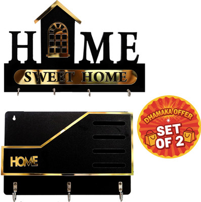 Canvibe KEY HOLDER12(1400) Wood Key Holder(4 Hooks, Brown)