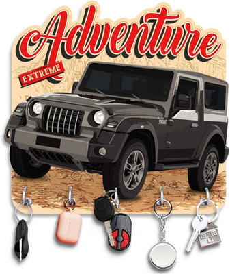 AAYOG CREATIONS Adventure Thar Printed Key Holder For Home And Office Decor Wood Key Holder(7 Hooks, Black)