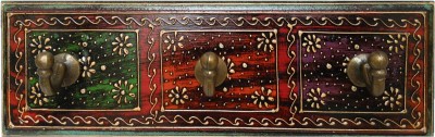 JaipurCrafts Decorative Wall Hanger Wood Key Holder(3 Hooks, Multicolor)