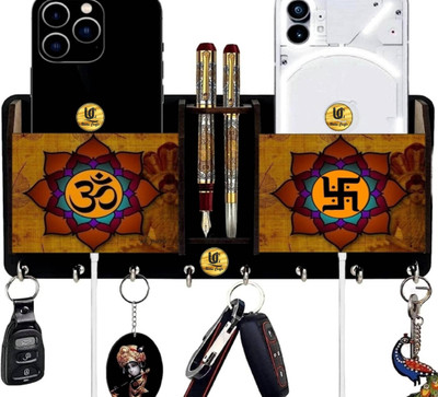 AAYOG CREATIONS Wood Key Holder(8 Hooks, Black)
