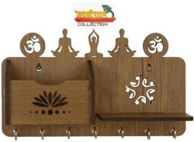 Dheeraj Creation yoga keyholder001 Wood Key Holder(8 Hooks, Brown)