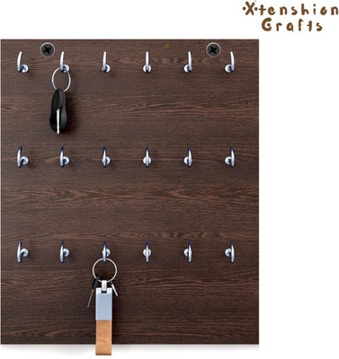 Xtenshion Crafts Elegant Design Key Holder For Home & Flat Wood Key Holder (18 Hooks, BROWN) Wood Key Holder(18 Hooks, Brown)