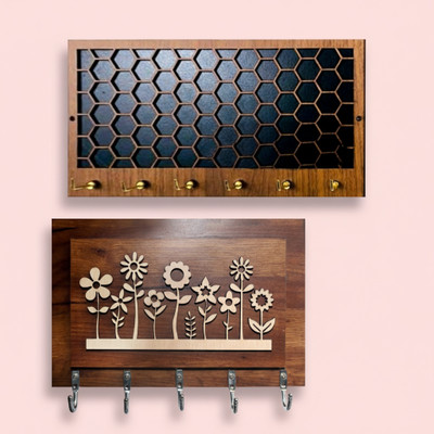 Canvibe KEY HOLDER51(2000) Wood Key Holder(4 Hooks, Brown)