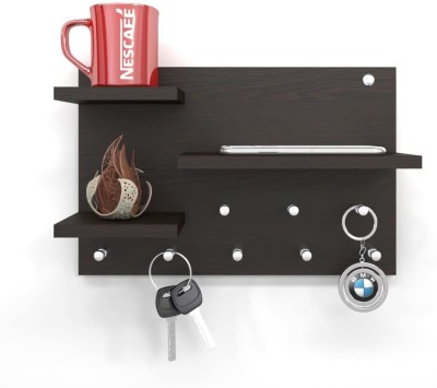 REDWUD Derek Wooden Key Holder| Key Holder for Wall Wood Key Holder(8 Hooks, Brown)